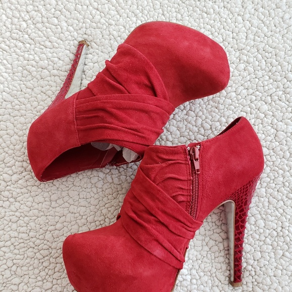 H by Halston | Aida | Ruby Red | Stiletto Booties - Picture 5 of 8